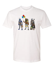 Load image into Gallery viewer, stelekon mandalorian t-shirt, stelekon t-shirt, stelekon art, Mandalorian t-shirt, jango fett t-shirt, boba fett t-shirt, clothes, nerd clothes, geek clothes, gamer clothes, esports clothes, comic con clothes, comic book, star trek, star wars, comics, star wars clothes, stormtrooper t-shirt,  star wars t-shirt, nerd t-shirt, nerdcore
